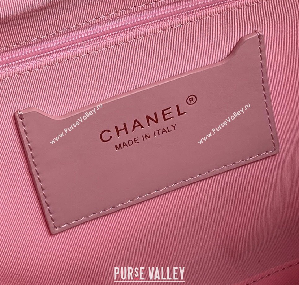 Chanel Shiny Calfskin Large Bowling Bag with Pockets AS4933 Light Pink 2024 (yezi-241207002)