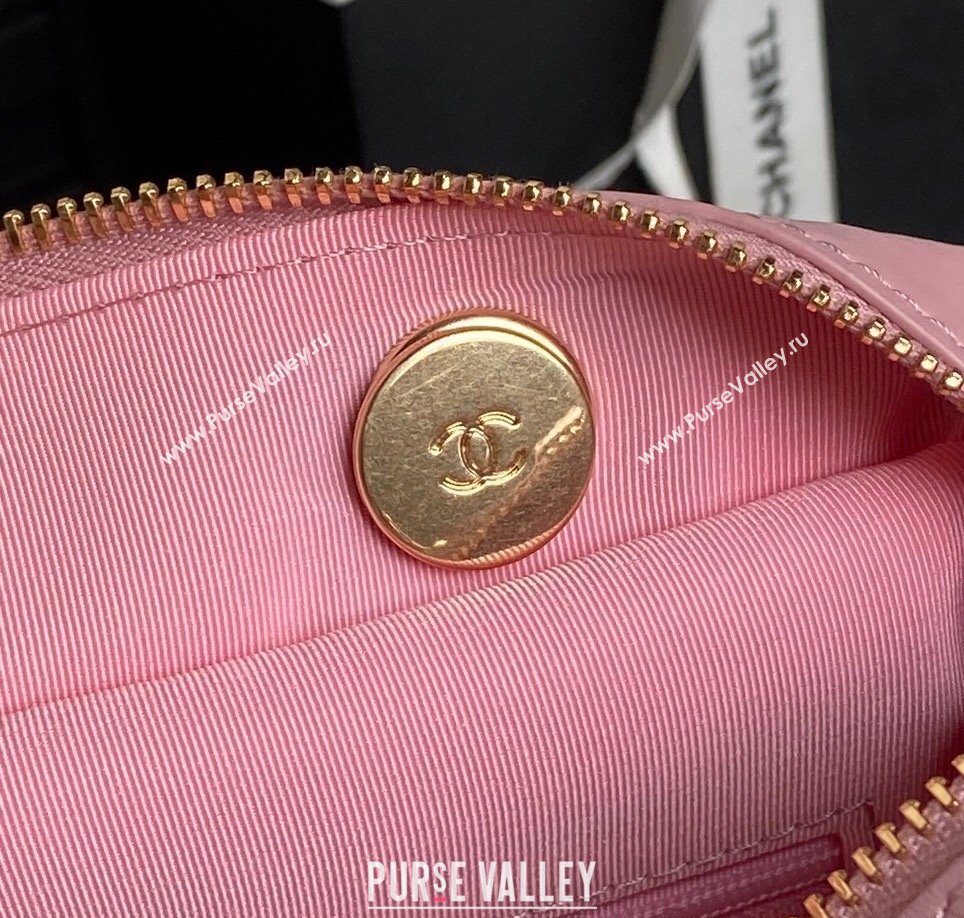 Chanel Shiny Calfskin Large Bowling Bag with Pockets AS4933 Light Pink 2024 (yezi-241207002)