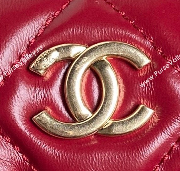 Chanel Shiny Calfskin Large Bowling Bag with Pockets AS4933 Red 2024 (yezi-241207004)