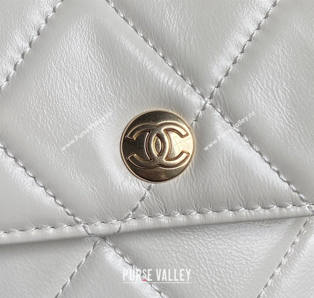 Chanel Shiny Calfskin Large Bowling Bag with Pockets AS4933 White 2024 (yezi-241207005)