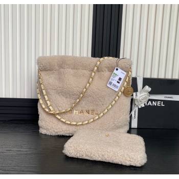 Chanel 22 Shearling Small Shopping Bag AS3260 Pale Pink 2024 (yezi-241207007)