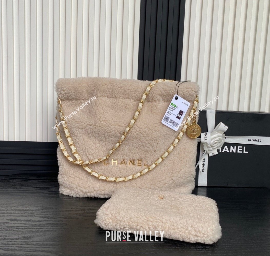 Chanel 22 Shearling Small Shopping Bag AS3260 Pale Pink 2024 (yezi-241207007)