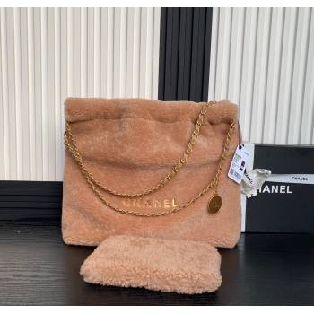 Chanel 22 Shearling Shopping Bag AS3261 Light Brown 2024 (yezi-241207008)