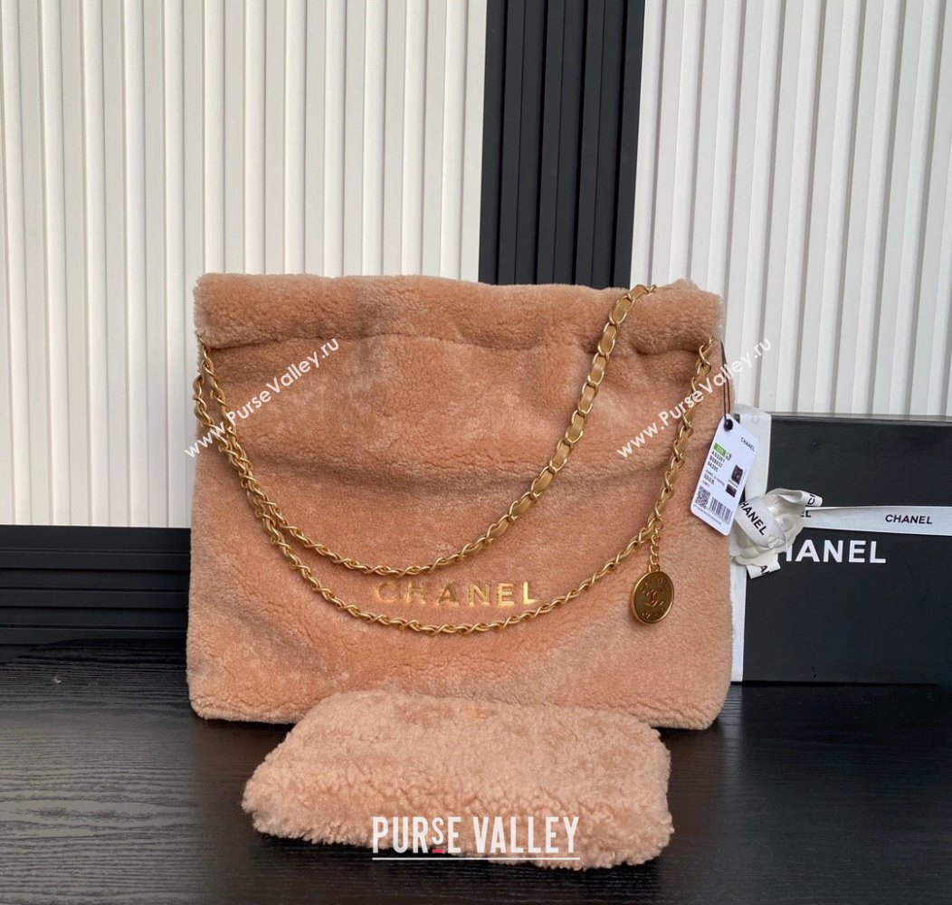 Chanel 22 Shearling Shopping Bag AS3261 Light Brown 2024 (yezi-241207008)