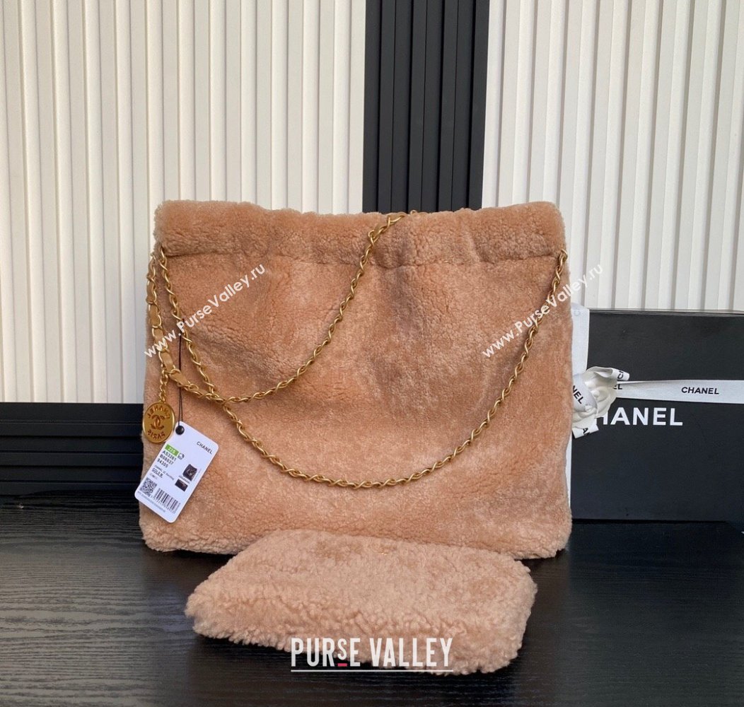 Chanel 22 Shearling Shopping Bag AS3261 Light Brown 2024 (yezi-241207008)
