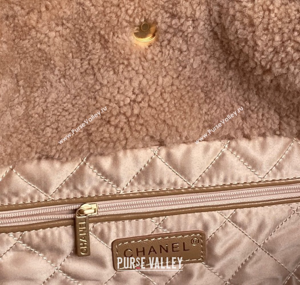 Chanel 22 Shearling Shopping Bag AS3261 Light Brown 2024 (yezi-241207008)