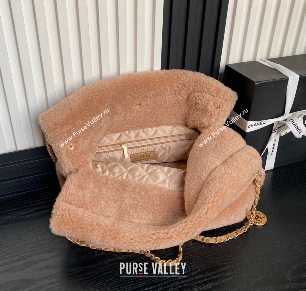 Chanel 22 Shearling Shopping Bag AS3261 Light Brown 2024 (yezi-241207008)