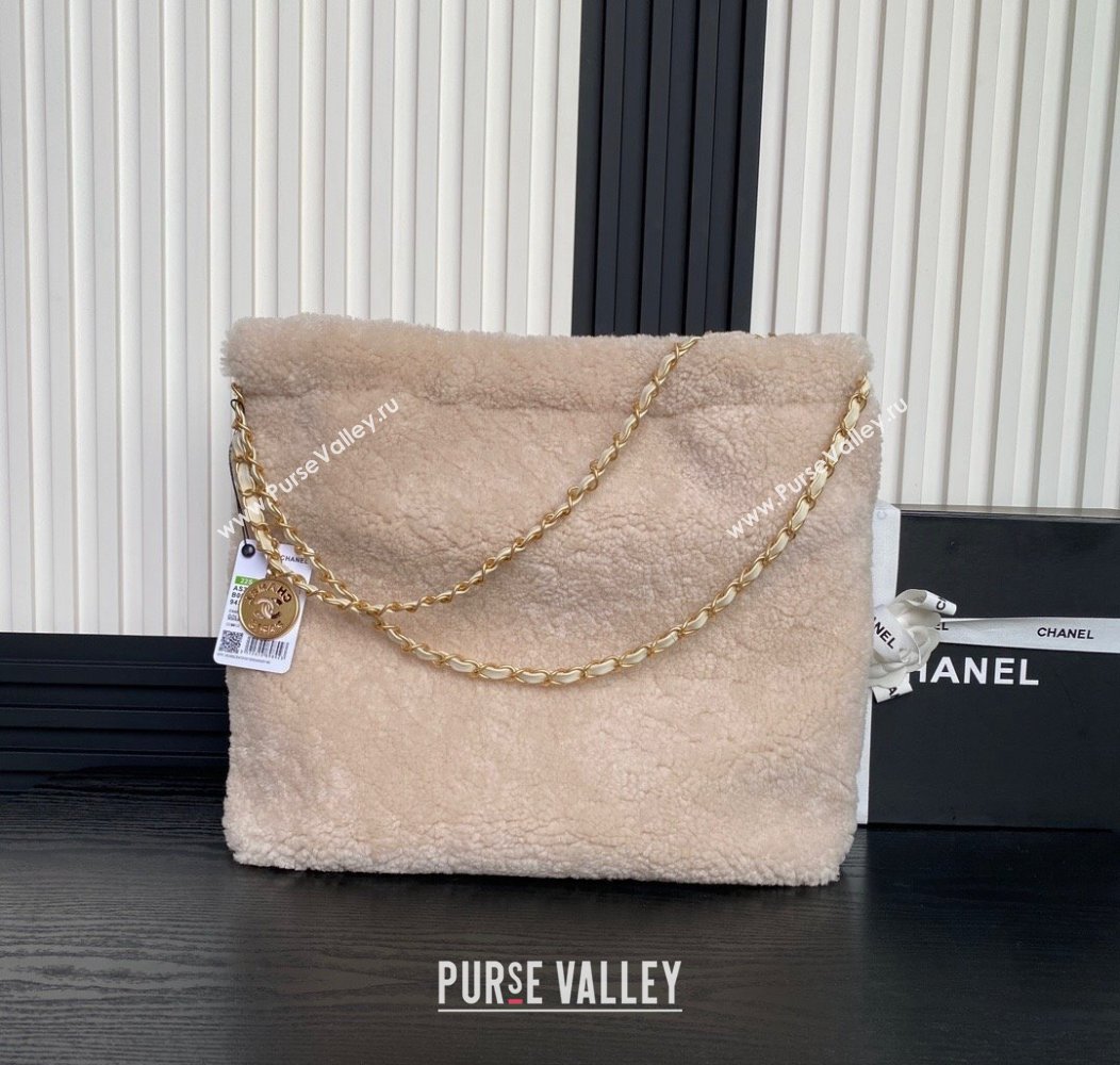 Chanel 22 Shearling Shopping Bag AS3261 Pale Pink 2024 (yezi-241207009)