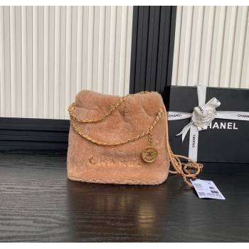 Chanel Shearling 22 Mini Shopping bag Light Brown 2024 AS3980 (yezi-241207010)