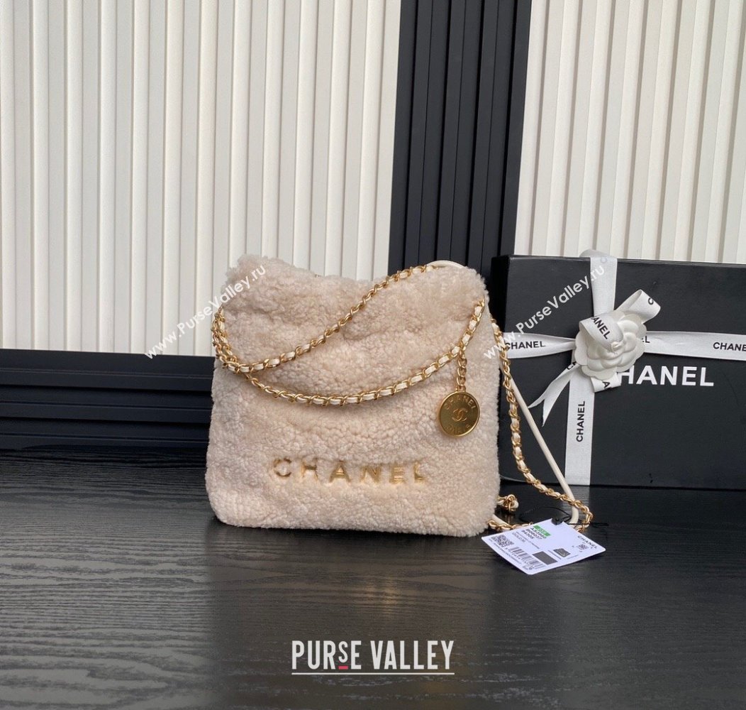 Chanel Shearling 22 Mini Shopping bag Pale Pink 2024 AS3980 (yezi-241207011)