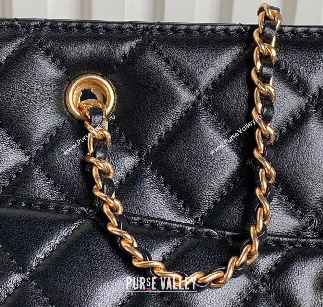 Chanel Shiny Lambskin Small Shopping Bag AS5192 Black 2024 (yezi-241207012)