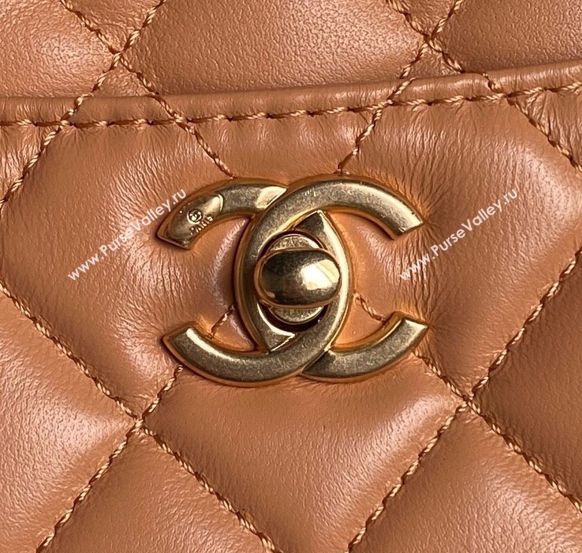 Chanel Shiny Lambskin Small Shopping Bag AS5192 Camel Brown 2024 (yezi-241207013)