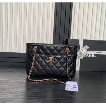 Chanel Shiny Lambskin Small Shopping Bag AS5215 Black 2024 (yezi-241207014)