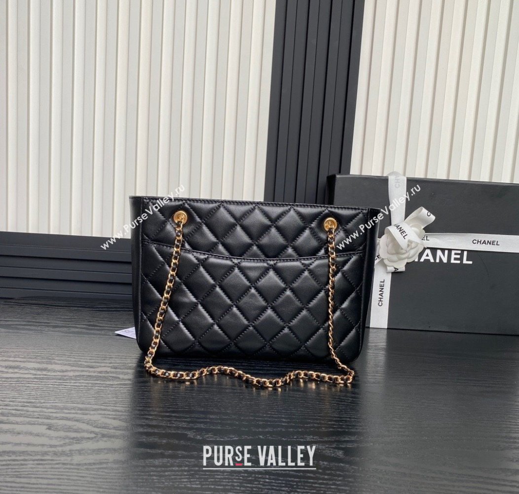 Chanel Shiny Lambskin Small Shopping Bag AS5215 Black 2024 (yezi-241207014)