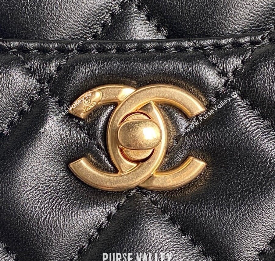 Chanel Shiny Lambskin Small Shopping Bag AS5215 Black 2024 (yezi-241207014)