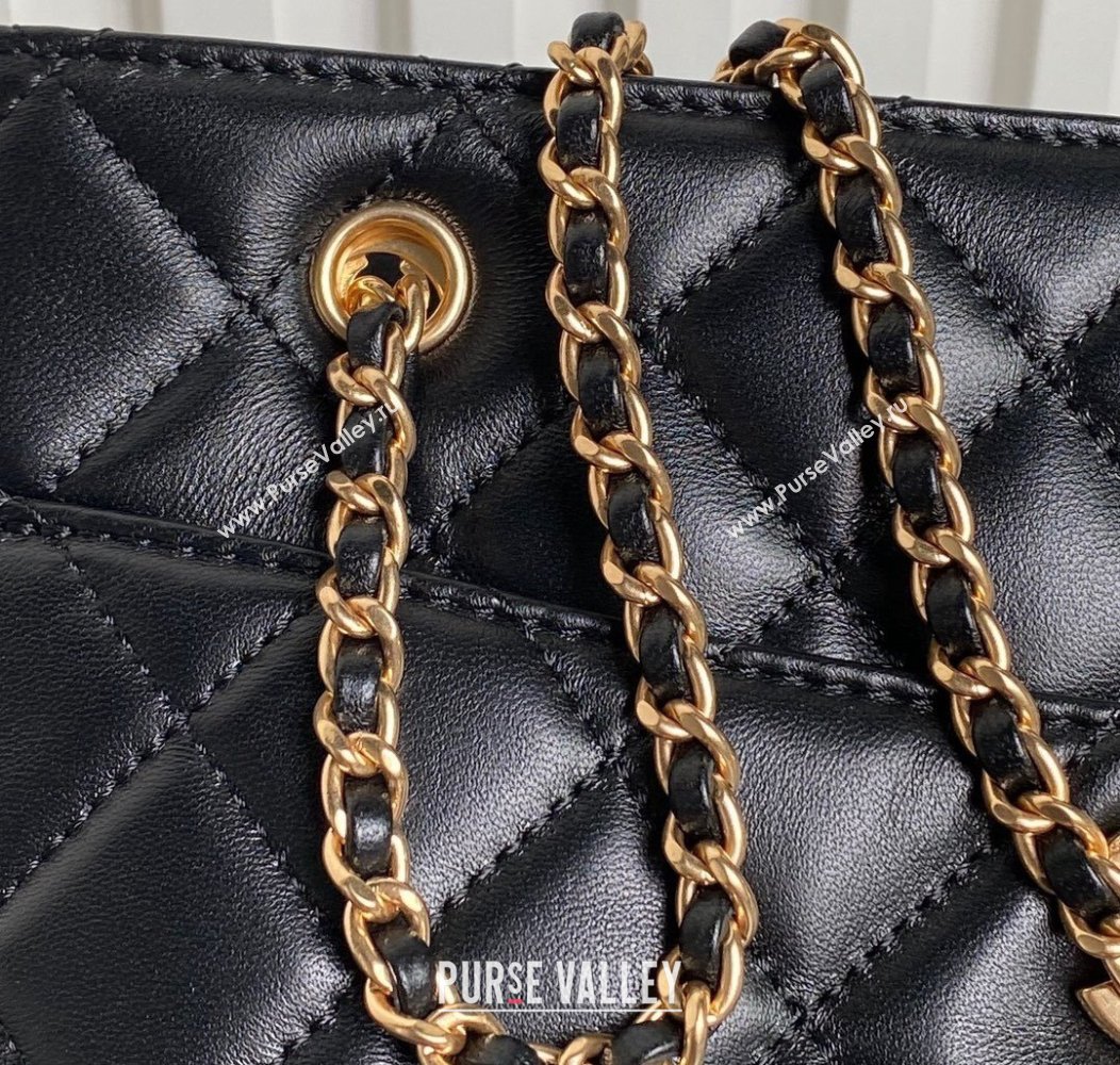 Chanel Shiny Lambskin Small Shopping Bag AS5215 Black 2024 (yezi-241207014)