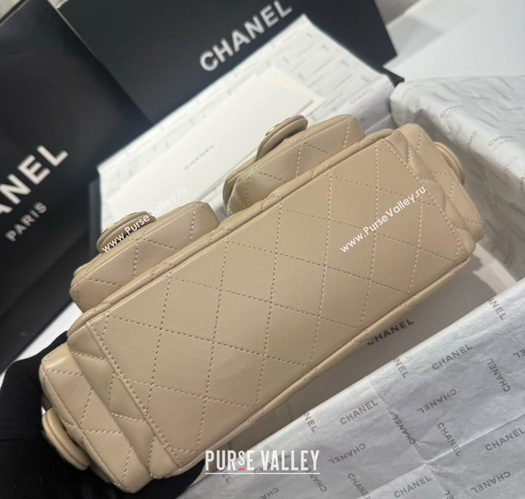 Chanel Shiny Lambskin Large Hobo Bag AS5339 Beige 2024 1206 (yezi-241206006)