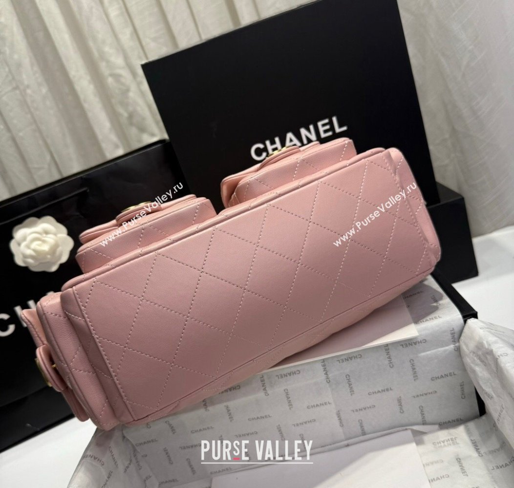 Chanel Shiny Lambskin Maxi Hobo Bag AS5302 Light Pink 2024 1206 (yezi-241206015)