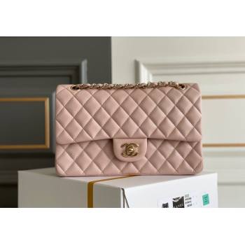 Chanel Quilted Grained Calfskin Classic Medium Flap bag A01112 Light Pink 2024 1207 (yezi-241207023)