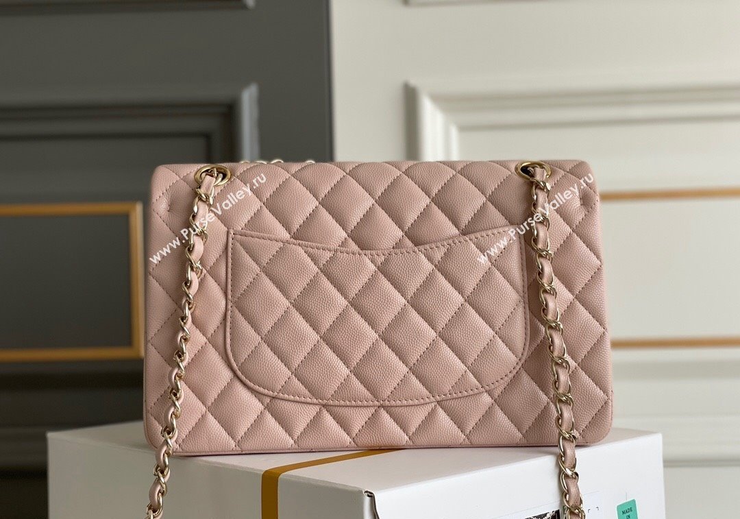 Chanel Quilted Grained Calfskin Classic Medium Flap bag A01112 Light Pink 2024 1207 (yezi-241207023)