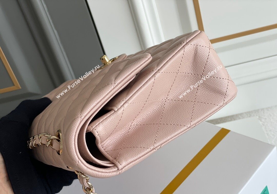 Chanel Quilted Grained Calfskin Classic Medium Flap bag A01112 Light Pink 2024 1207 (yezi-241207023)