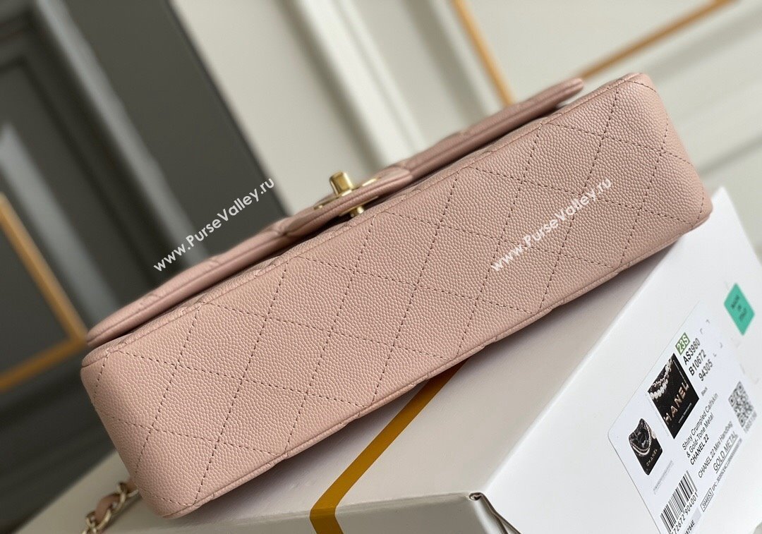 Chanel Quilted Grained Calfskin Classic Medium Flap bag A01112 Light Pink 2024 1207 (yezi-241207023)