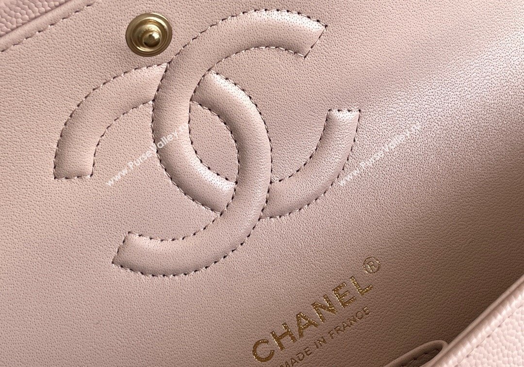 Chanel Quilted Grained Calfskin Classic Medium Flap bag A01112 Light Pink 2024 1207 (yezi-241207023)