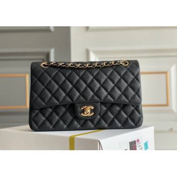 Chanel Quilted Grained Calfskin Classic Medium Flap bag A01112 Black/Gold 2024 1207 (yezi-241207025)