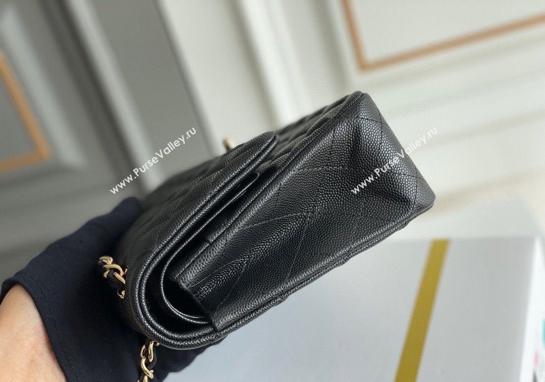 Chanel Quilted Grained Calfskin Classic Medium Flap bag A01112 Black/Gold 2024 1207 (yezi-241207025)