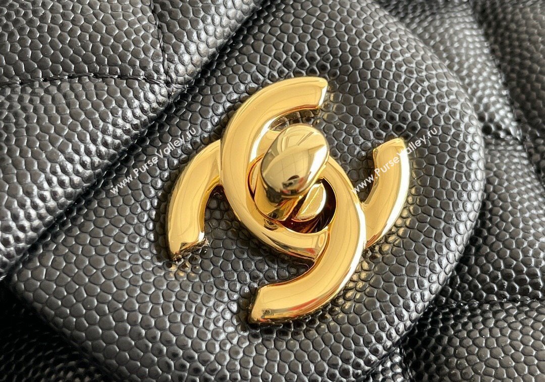 Chanel Quilted Grained Calfskin Classic Medium Flap bag A01112 Black/Gold 2024 1207 (yezi-241207025)