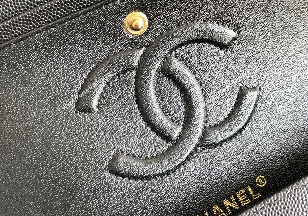 Chanel Quilted Grained Calfskin Classic Medium Flap bag A01112 Black/Gold 2024 1207 (yezi-241207025)