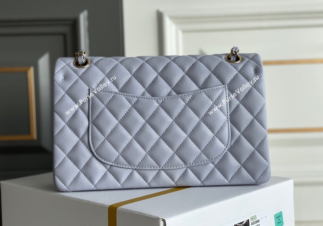 Chanel Quilted Grained Calfskin Classic Medium Flap bag A01112 Light Purple 2024 1207 (yezi-241207027)