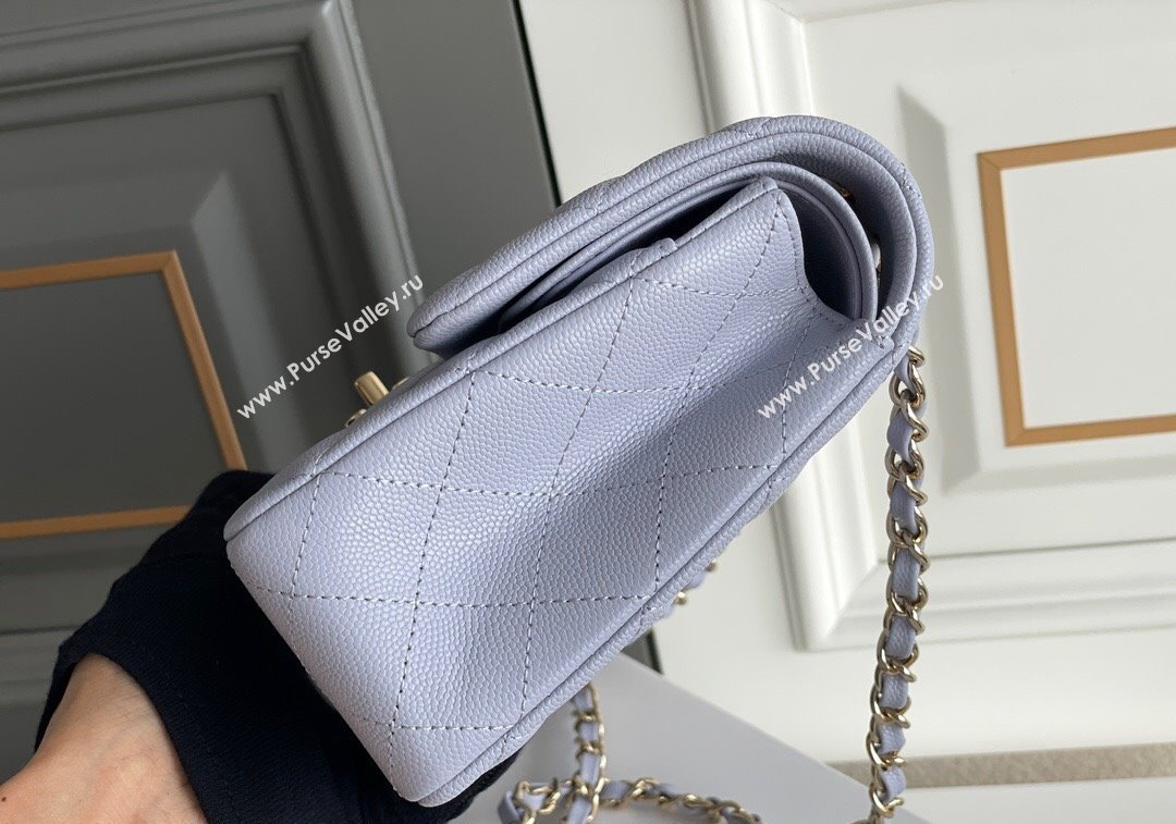 Chanel Quilted Grained Calfskin Classic Medium Flap bag A01112 Light Purple 2024 1207 (yezi-241207027)