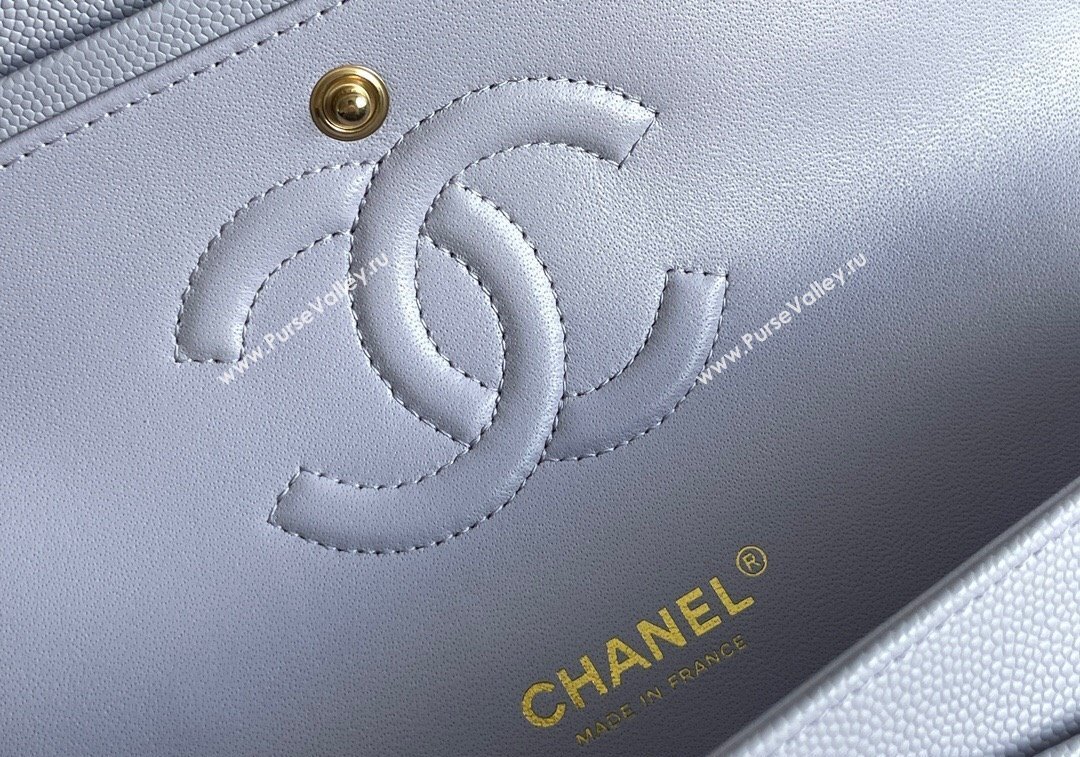 Chanel Quilted Grained Calfskin Classic Medium Flap bag A01112 Light Purple 2024 1207 (yezi-241207027)