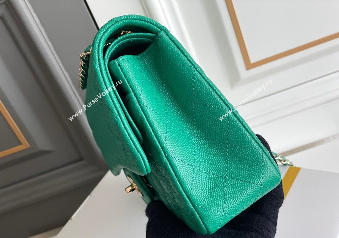 Chanel Quilted Grained Calfskin Classic Medium Flap bag A01112 Green2 2024 1207 (yezi-241207029)