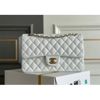 Chanel Quilted Grained Calfskin Classic Medium Flap bag A01112 White 2024 1207 (yezi-241207030)