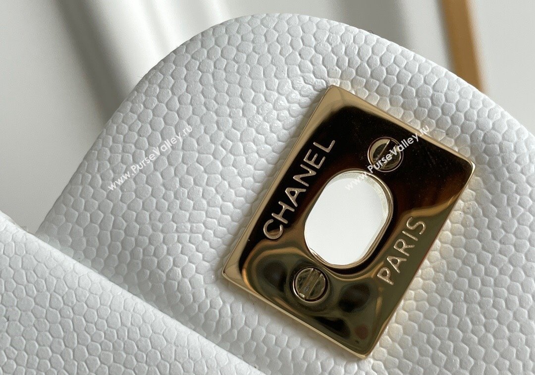 Chanel Quilted Grained Calfskin Classic Medium Flap bag A01112 White 2024 1207 (yezi-241207030)