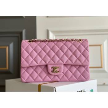 Chanel Quilted Grained Calfskin Classic Medium Flap bag A01112 Pink 2024 1207 (yezi-241207031)