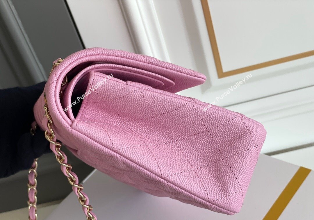 Chanel Quilted Grained Calfskin Classic Medium Flap bag A01112 Pink 2024 1207 (yezi-241207031)