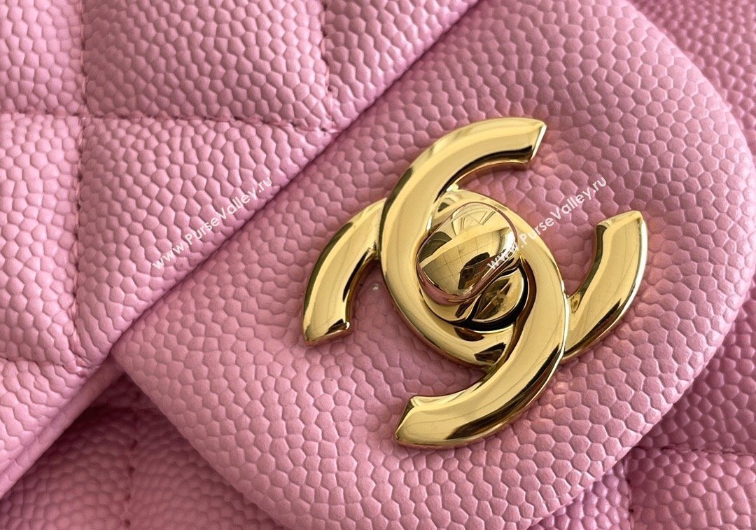 Chanel Quilted Grained Calfskin Classic Medium Flap bag A01112 Pink 2024 1207 (yezi-241207031)