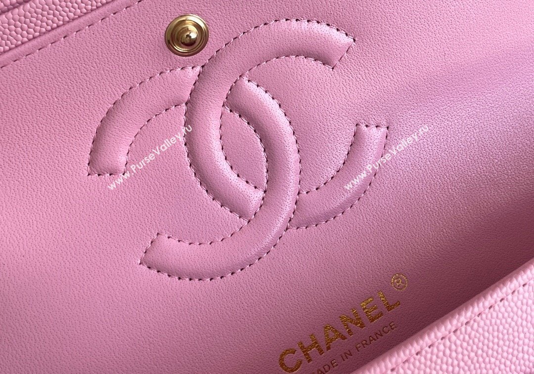 Chanel Quilted Grained Calfskin Classic Medium Flap bag A01112 Pink 2024 1207 (yezi-241207031)