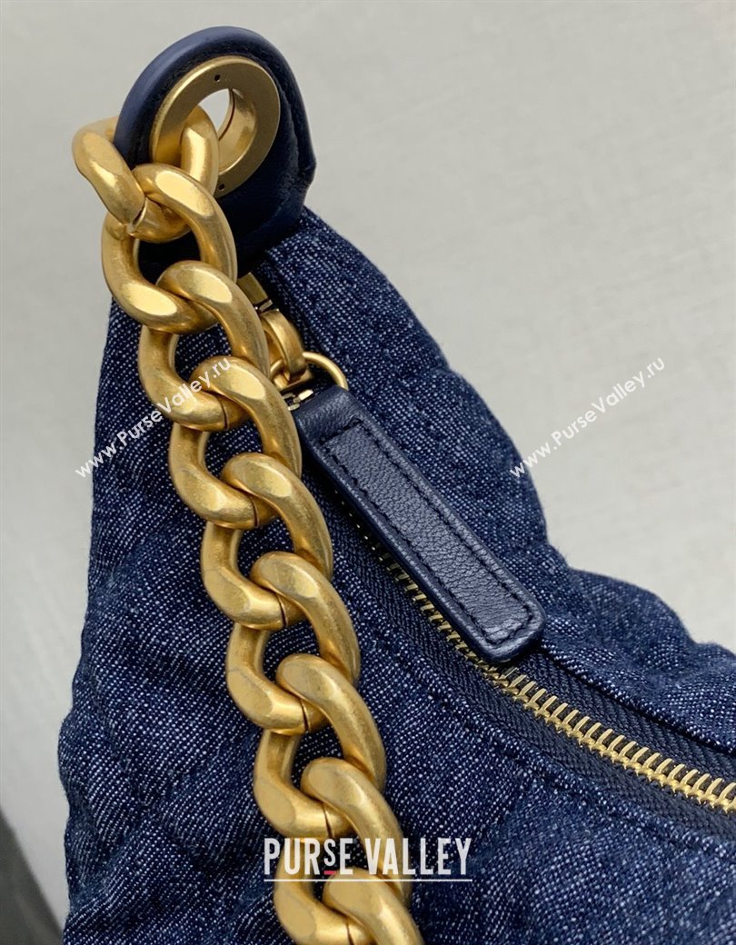 Chanel Washed Denim Maxi Hobo Bag AS5302 Dark Blue 2024 1206 (yezi-241206017)