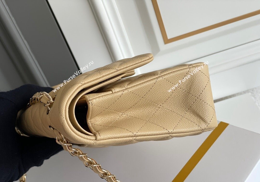 Chanel Quilted Grained Calfskin Classic Medium Flap bag A01112 Beige 2024 1207 (yezi-241207034)