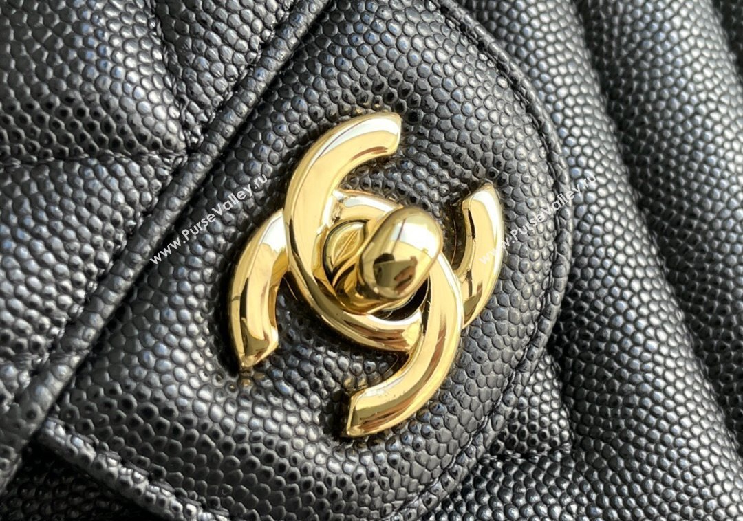 Chanel Chevron Grained Calfskin Classic Medium Flap bag A01112 Black/Gold 2024 1207 (yezi-241207035)