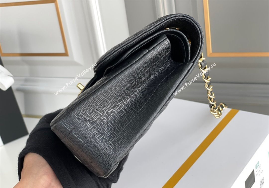 Chanel Chevron Grained Calfskin Classic Medium Flap bag A01112 Black/Gold 2024 1207 (yezi-241207035)