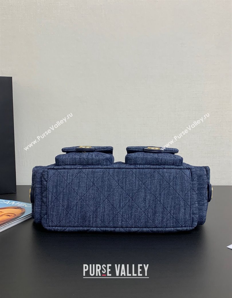 Chanel Washed Denim Maxi Hobo Bag AS5302 Dark Blue 2024 1206 (yezi-241206017)