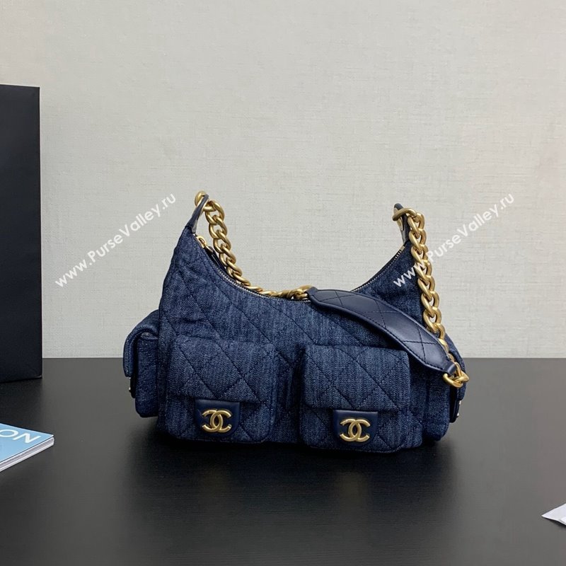 Chanel Washed Denim Large Hobo Bag AS5339 Dark Blue 2024 1206 (yezi-241206008)