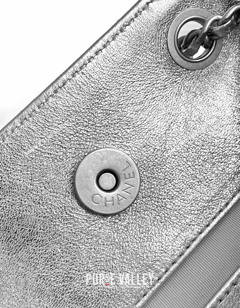 Chanel Metallic Lambskin Backpack bag AS5310 Silver 2024 (yezi-241207037)