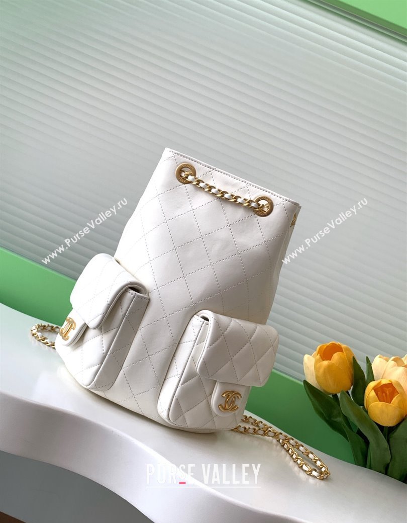 Chanel Shiny Lambskin Backpack bag AS5310 White 2024 (yezi-241207038)