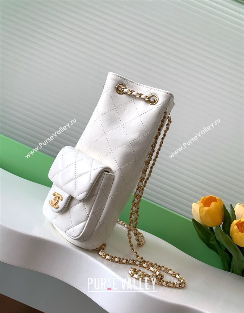 Chanel Shiny Lambskin Backpack bag AS5310 White 2024 (yezi-241207038)